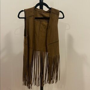 Blank NYC Tan Faux Suede Fringe Vest Size XS